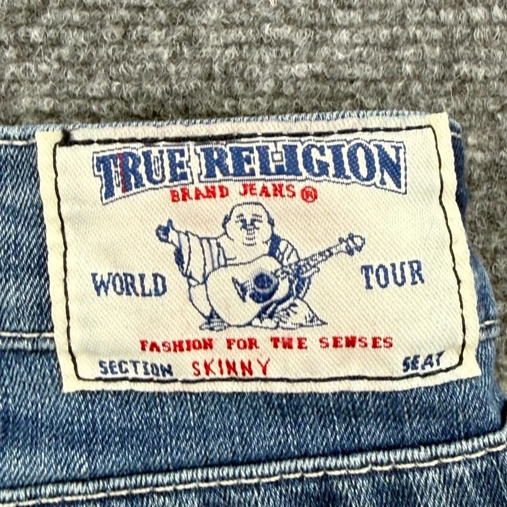 True Religion Skinny Jeans 30W x 31L Blue Low Rise Contrast Stitch Denim Women's
